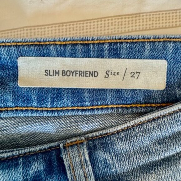 Pilcro Anthropologie Slim Boyfriend Light Wash Gold Embroidered Jeans - Picture 12 of 16